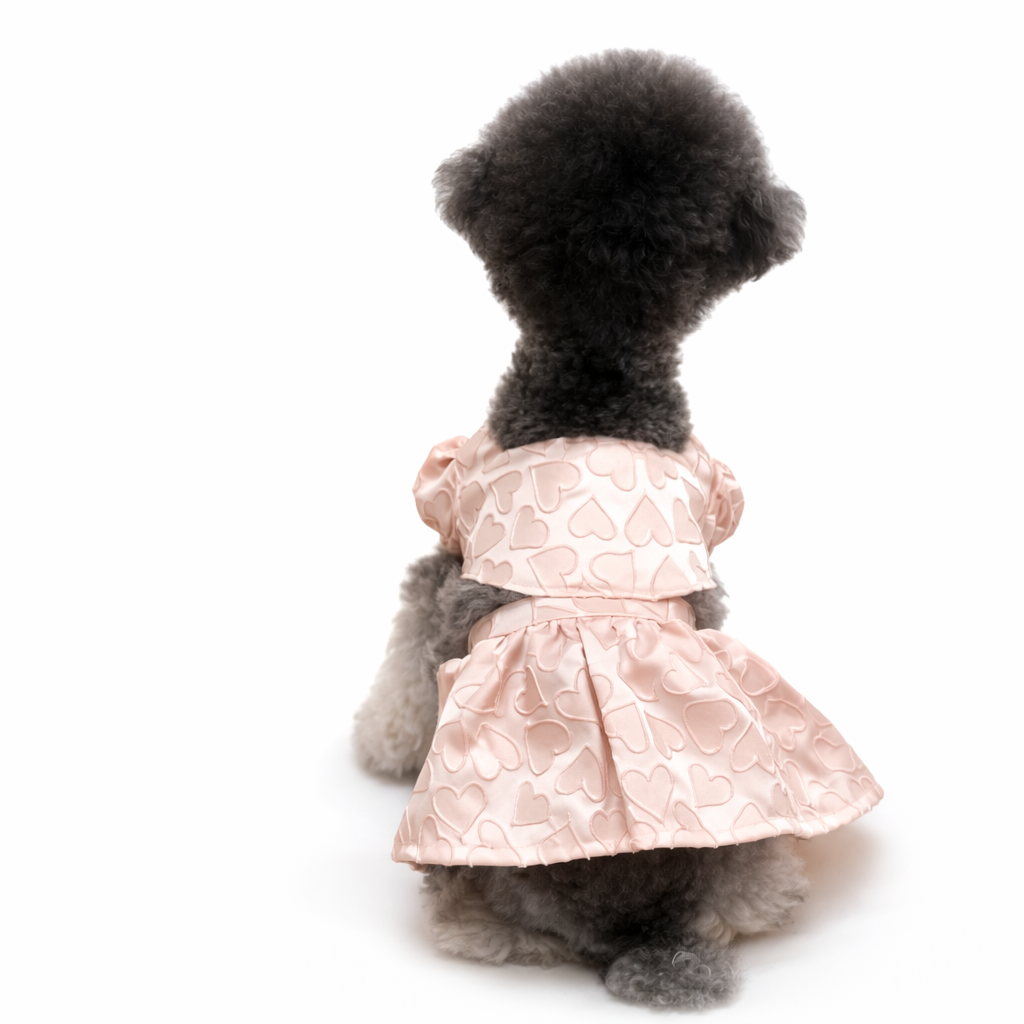 Heart Jacquard Pink Dress - Image 4