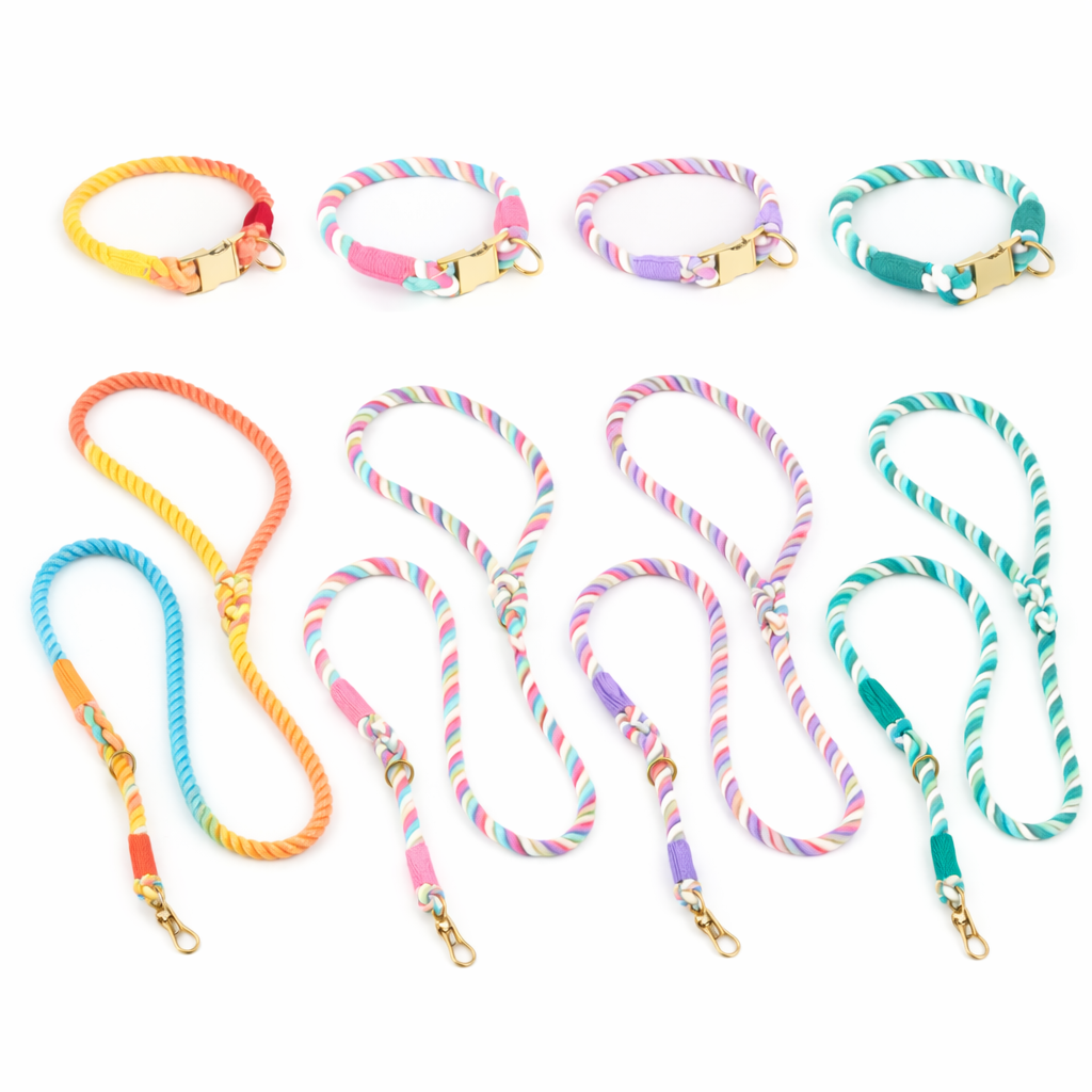 Pastel Rope Collar & Leash Set