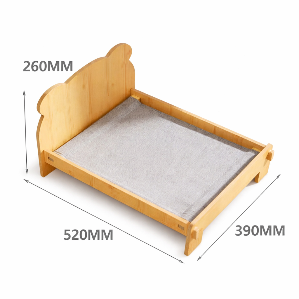 Wood Frame Pet Bed with Cotton Bedding - Image 2