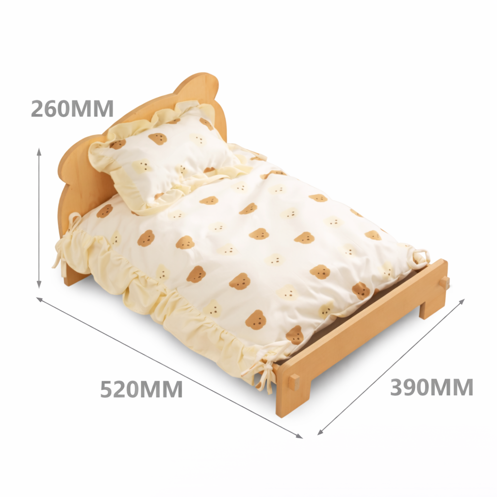 Wood Frame Pet Bed with Cotton Bedding - Image 3