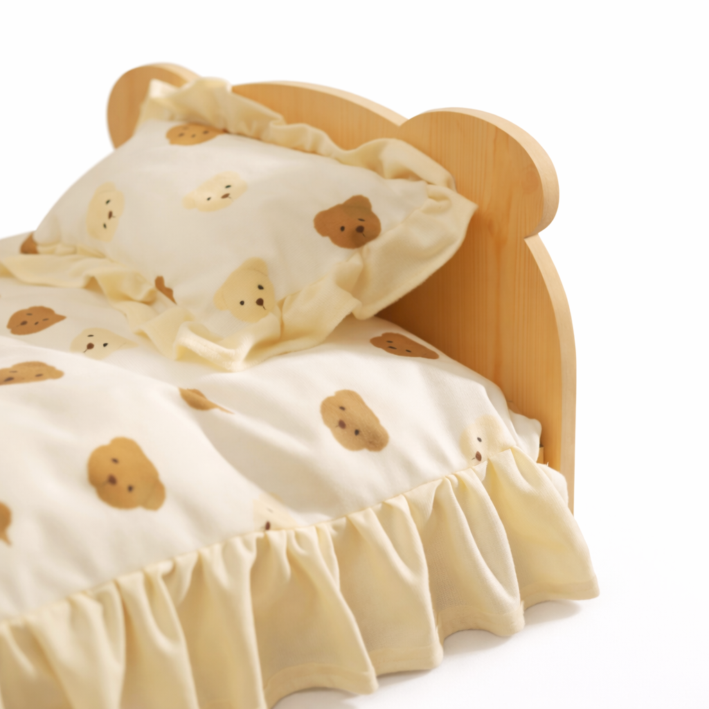 Wood Frame Pet Bed with Cotton Bedding - Image 4