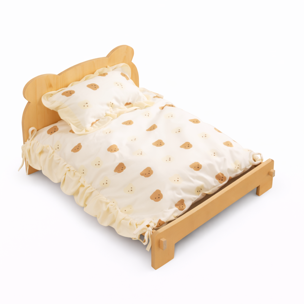 Wood Frame Pet Bed with Cotton Bedding
